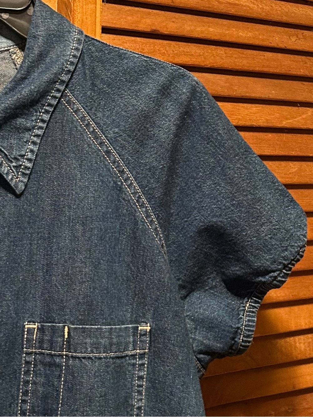 GAP Dark Blue Short Sleeve Denim Button Front Shirt - Picture 6 of 13